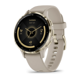 Garmin Venu 3S, Soft Gold Stainless Steel Bezel with French Grey Case and Silicone Band