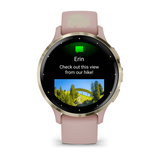 Garmin Venu 3S, Soft Gold Stainless Steel Bezel with Dust Rose Case and Silicone Band - Fitness New Zealand