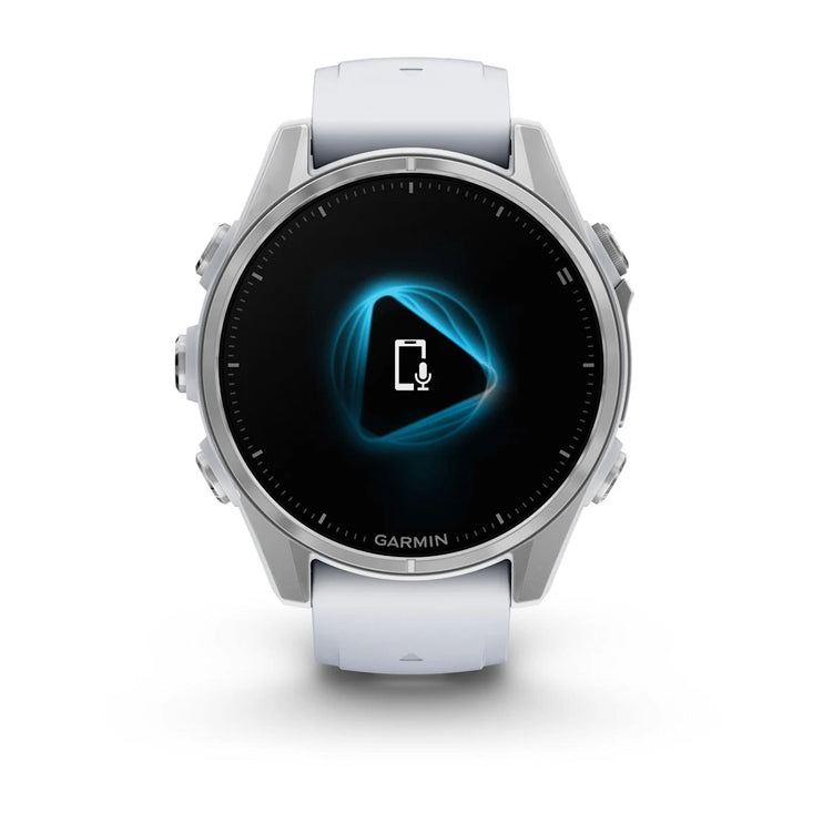 fenix 8 – 43 mm, AMOLED - Silver with Whitestone Silicone Band