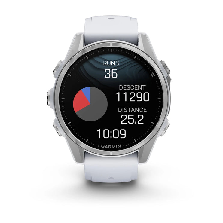 fenix 8 – 43 mm, AMOLED - Silver with Whitestone Silicone Band