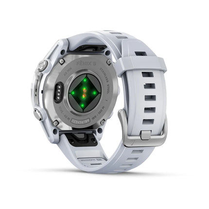 fenix 8 – 43 mm, AMOLED - Silver with Whitestone Silicone Band