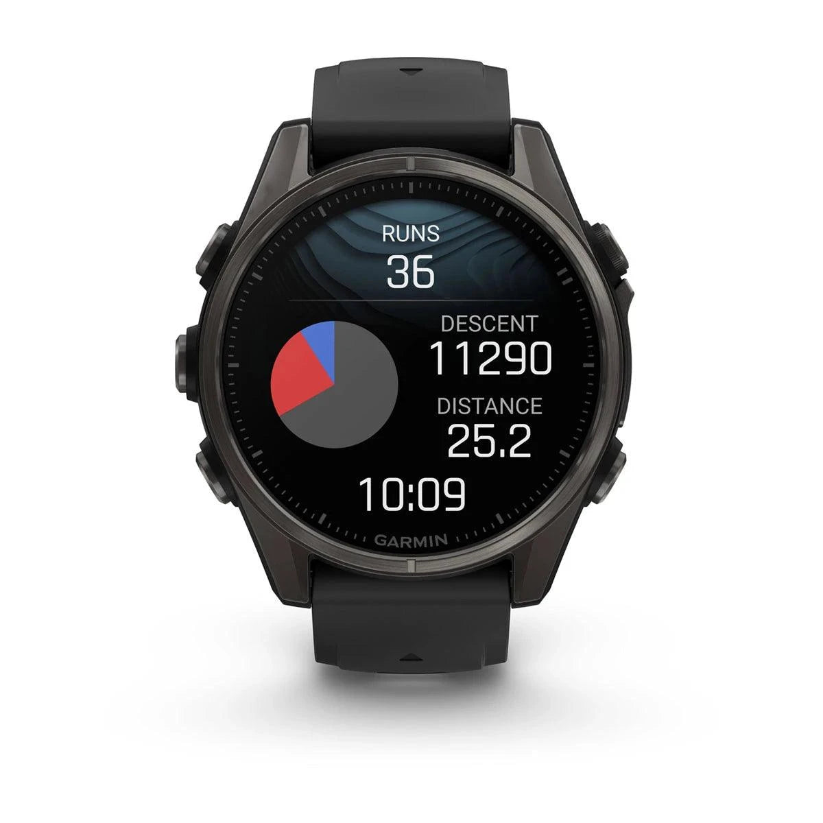 fenix 8 – 43 mm, AMOLED Sapphire, Carbon Grey DLC Titanium with Black/Pebble Grey Silicone Band