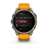 fenix 8 – 47 mm, AMOLED Sapphire, Titanium with Spark Orange/Graphite Silicone Band