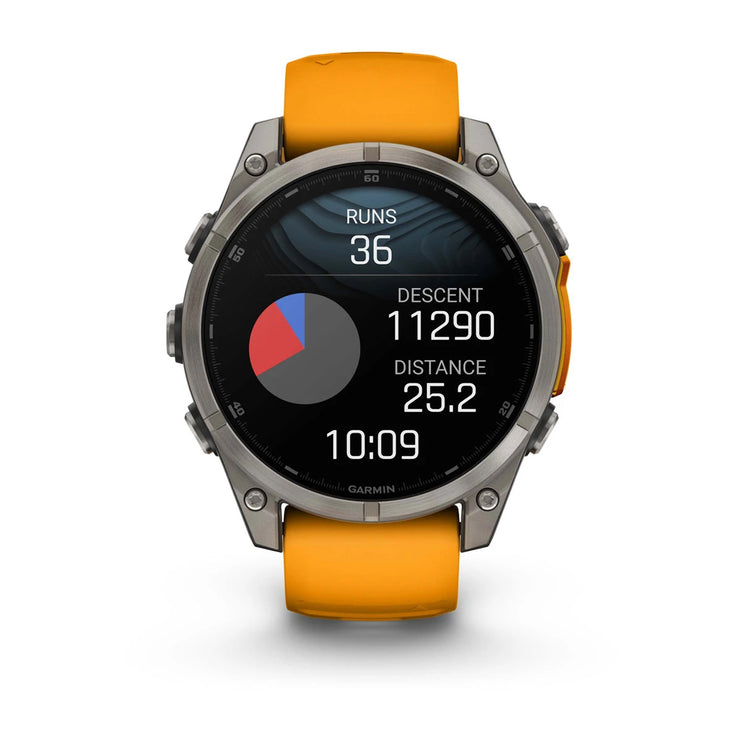 fenix 8 – 47 mm, AMOLED Sapphire, Titanium with Spark Orange/Graphite Silicone Band