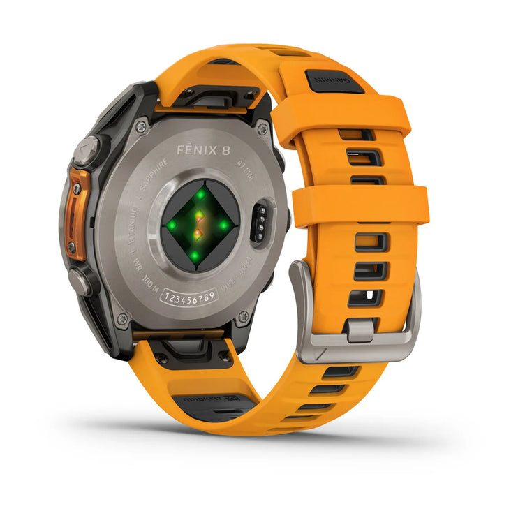 fenix 8 – 47 mm, AMOLED Sapphire, Titanium with Spark Orange/Graphite Silicone Band