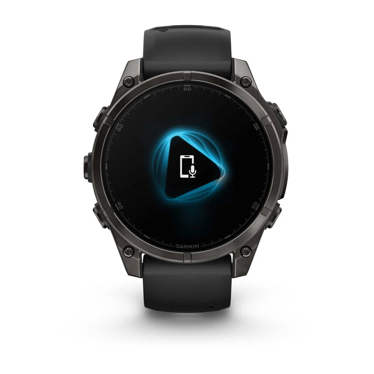 fenix 8 – 47 mm, AMOLED Sapphire, Carbon Grey DLC Titanium with Black/Pebble Grey Silicone Band