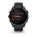 fenix 8 – 47 mm, AMOLED Sapphire, Carbon Grey DLC Titanium with Black/Pebble Grey Silicone Band