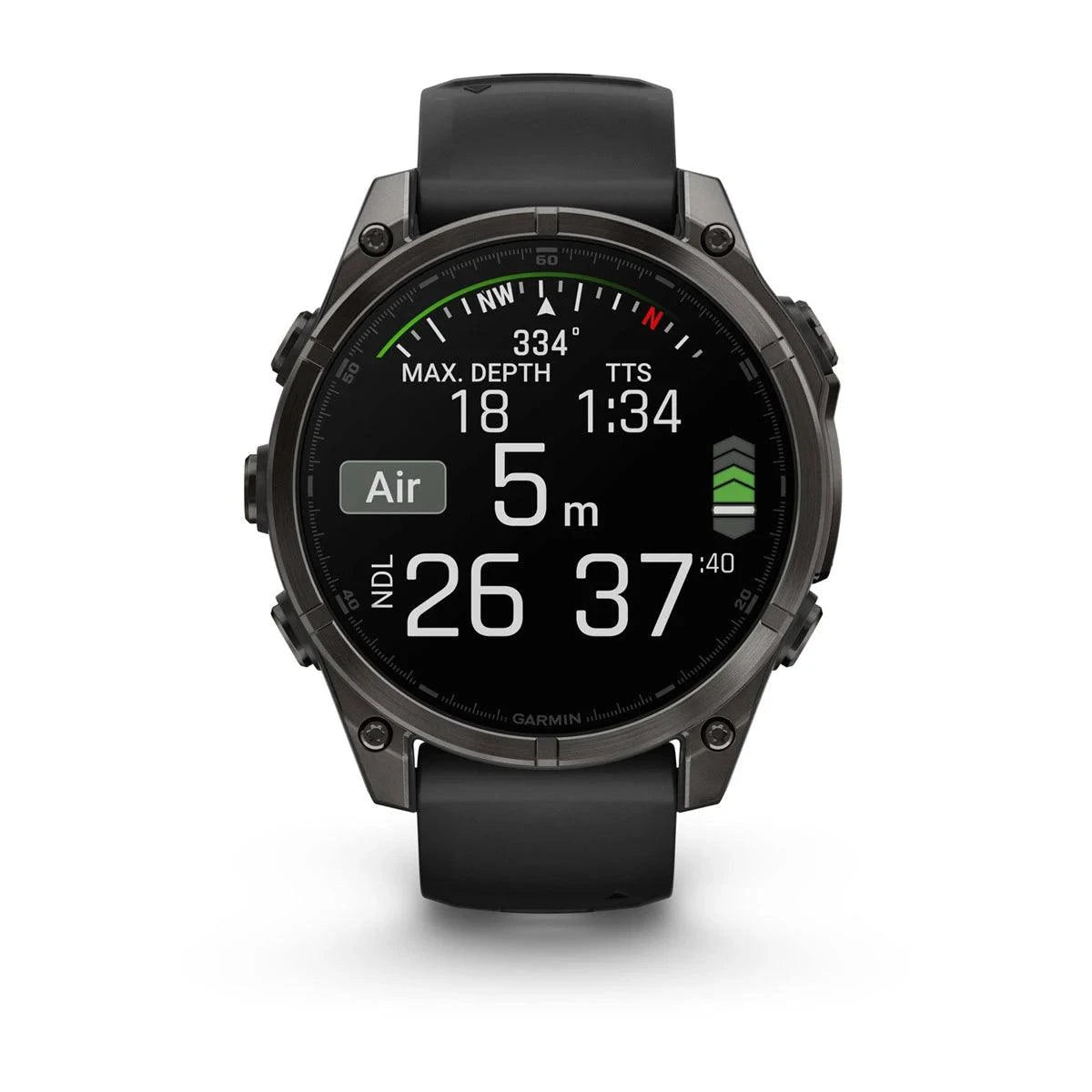 fenix 8 – 47 mm, AMOLED Sapphire, Carbon Grey DLC Titanium with Black/Pebble Grey Silicone Band