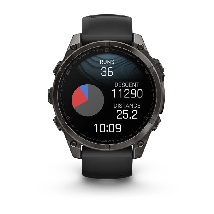 fenix 8 – 47 mm, AMOLED Sapphire, Carbon Grey DLC Titanium with Black/Pebble Grey Silicone Band