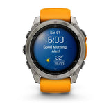 fenix 8 – 51 mm, AMOLED Sapphire, Titanium with Spark Orange/Graphite Silicone Band