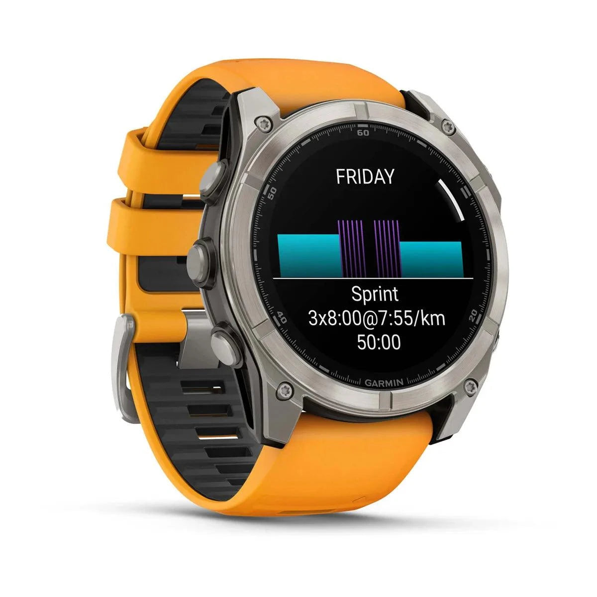 fenix 8 – 51 mm, AMOLED Sapphire, Titanium with Spark Orange/Graphite Silicone Band