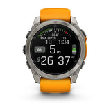 fenix 8 – 51 mm, AMOLED Sapphire, Titanium with Spark Orange/Graphite Silicone Band