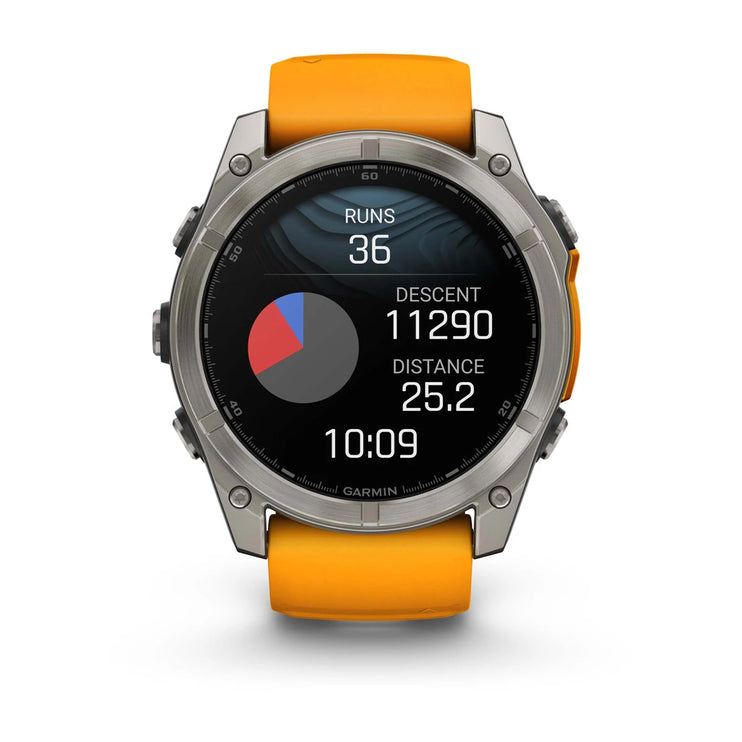 fenix 8 – 51 mm, AMOLED Sapphire, Titanium with Spark Orange/Graphite Silicone Band