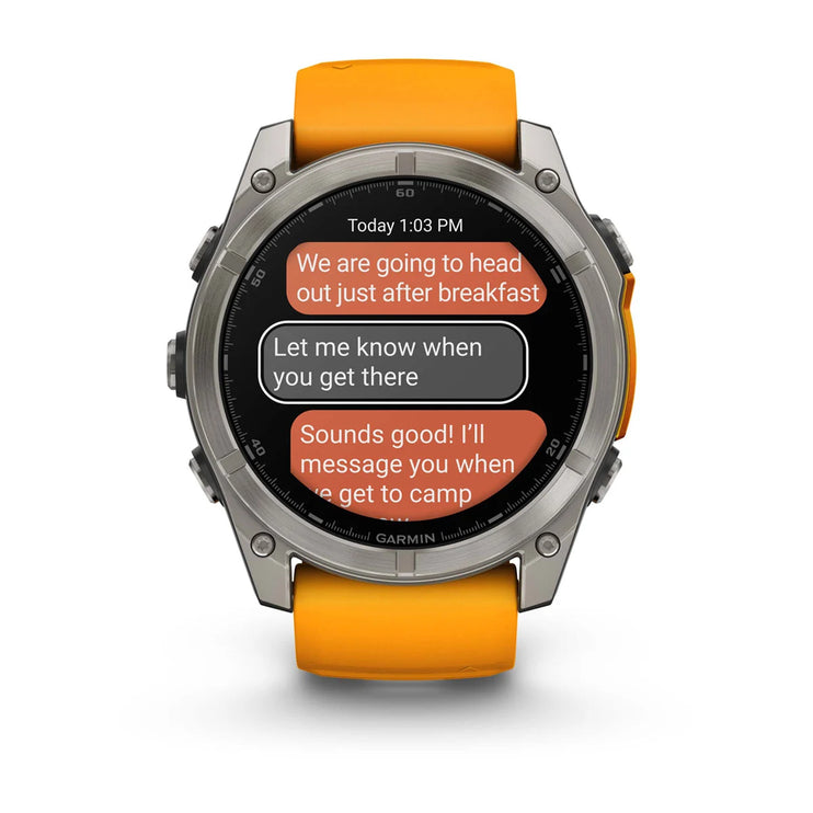 fenix 8 – 51 mm, AMOLED Sapphire, Titanium with Spark Orange/Graphite Silicone Band