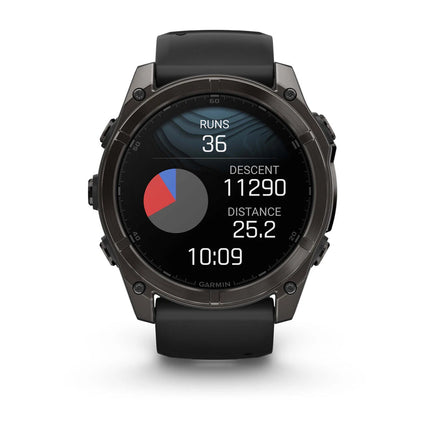 fenix 8 – 51 mm, AMOLED Sapphire, Carbon Grey DLC with Black/Pebble Grey Silicone Band