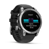 Garmin fenix E – 47 mm, AMOLED Stainless Steel with Black Silicone Band