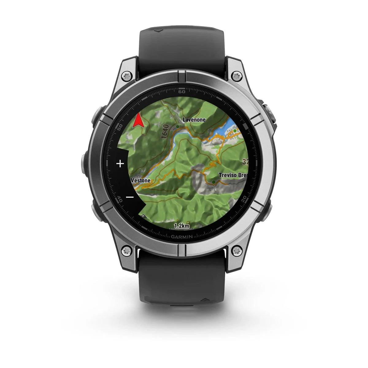 Garmin fenix E – 47 mm, AMOLED Stainless Steel with Black Silicone Band