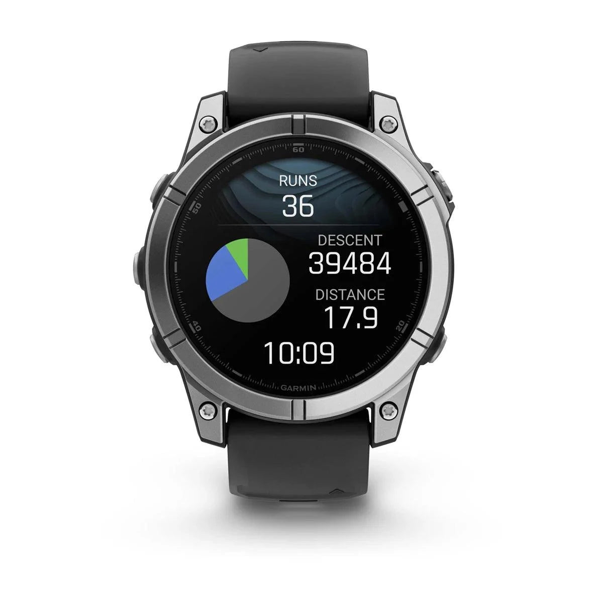 Garmin fenix E – 47 mm, AMOLED Stainless Steel with Black Silicone Band