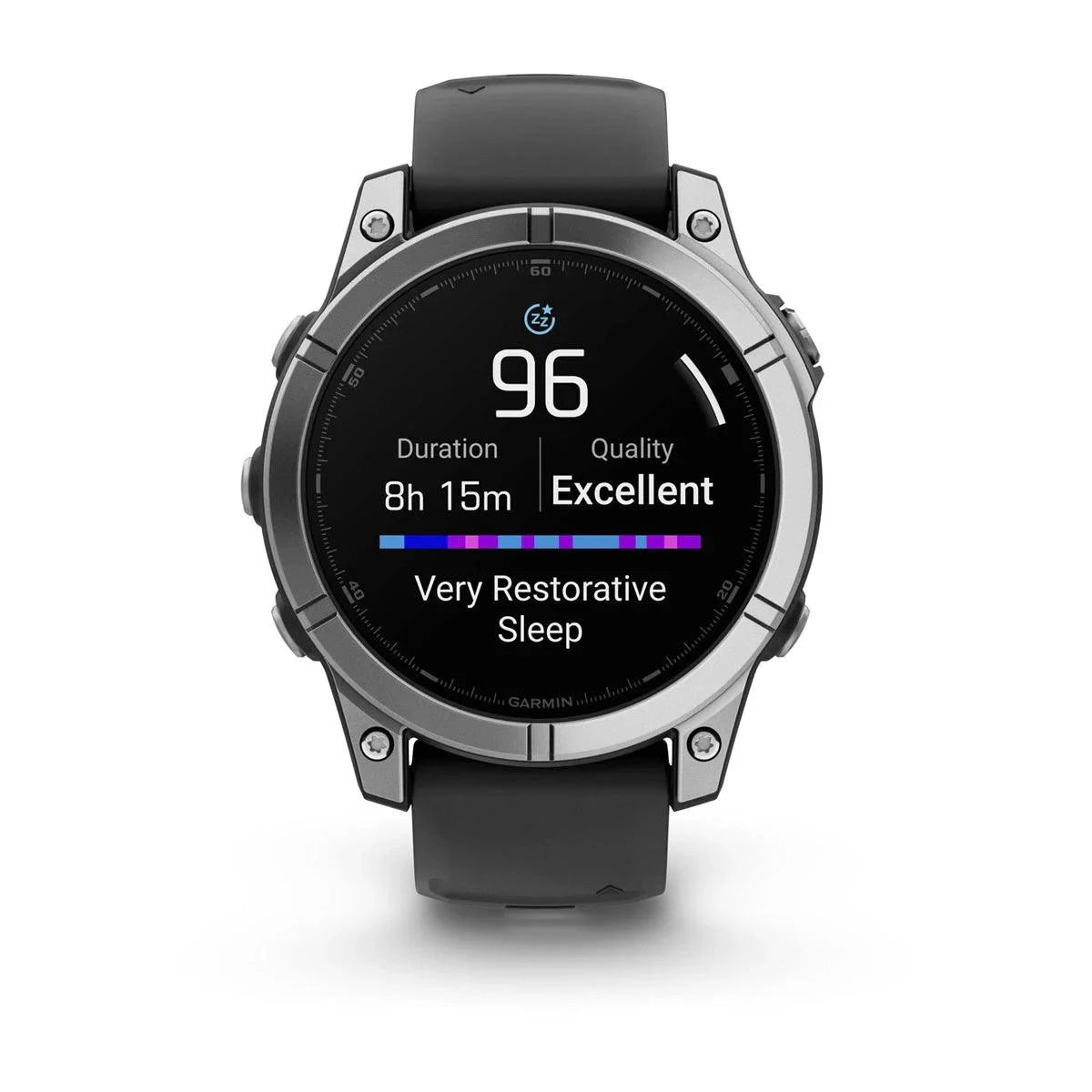 Garmin fenix E – 47 mm, AMOLED Stainless Steel with Black Silicone Band