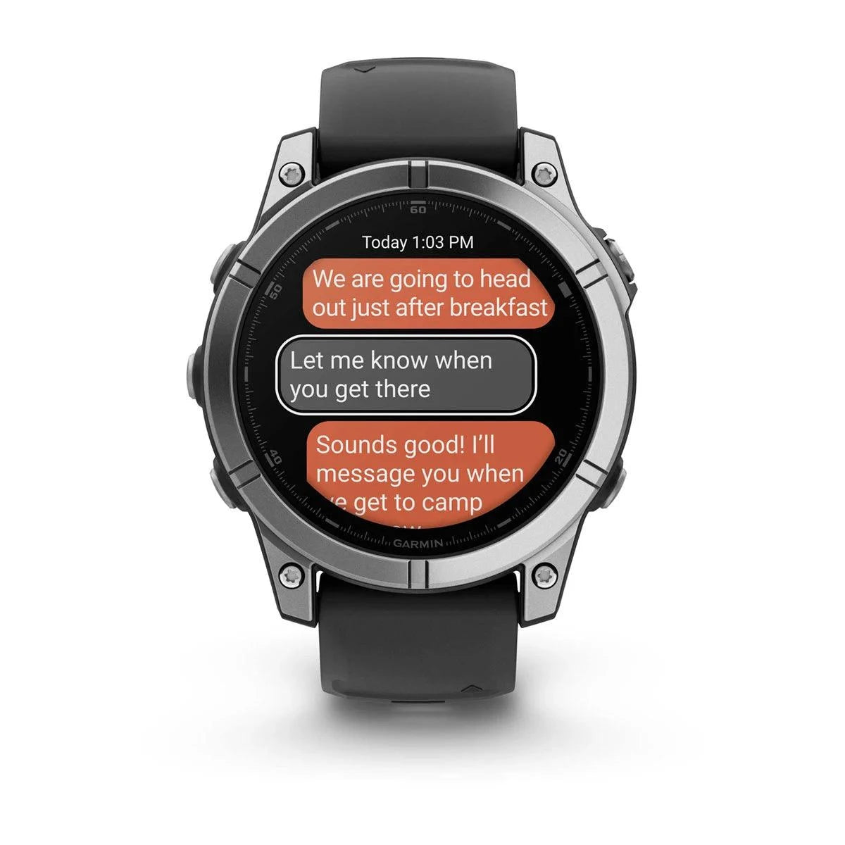 Garmin fenix E – 47 mm, AMOLED Stainless Steel with Black Silicone Band