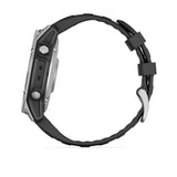 Garmin fenix E – 47 mm, AMOLED Stainless Steel with Black Silicone Band