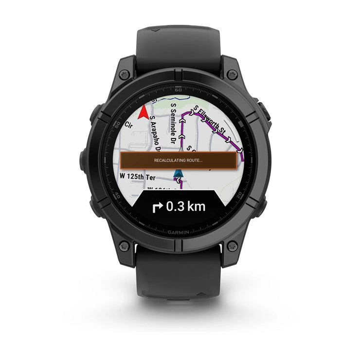 Garmin fenix E – 47 mm, AMOLED Slate Grey Steel with Black Silicone Band