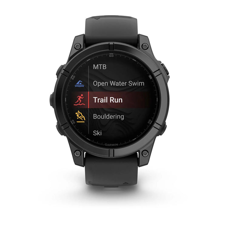 Garmin fenix E – 47 mm, AMOLED Slate Grey Steel with Black Silicone Band