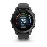 Garmin fenix E – 47 mm, AMOLED Slate Grey Steel with Black Silicone Band