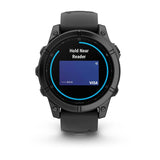 Garmin fenix E – 47 mm, AMOLED Slate Grey Steel with Black Silicone Band