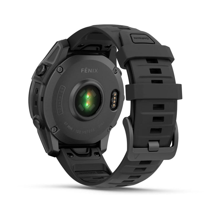 Garmin fenix E – 47 mm, AMOLED Slate Grey Steel with Black Silicone Band