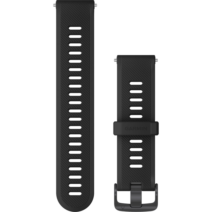 Forerunner Watch Band (22 mm), Black Silicone with Slate Hardware