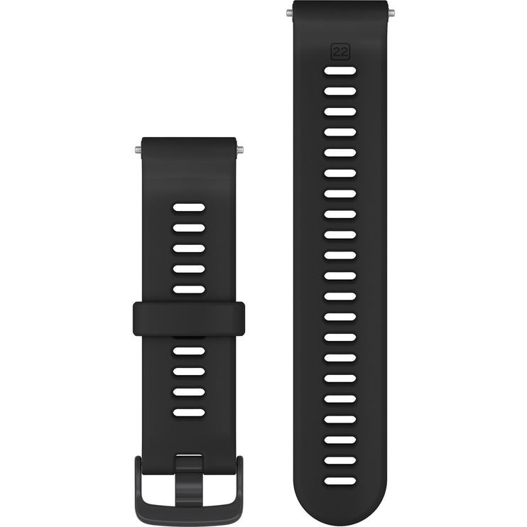 Forerunner Watch Band (22 mm), Black Silicone with Slate Hardware