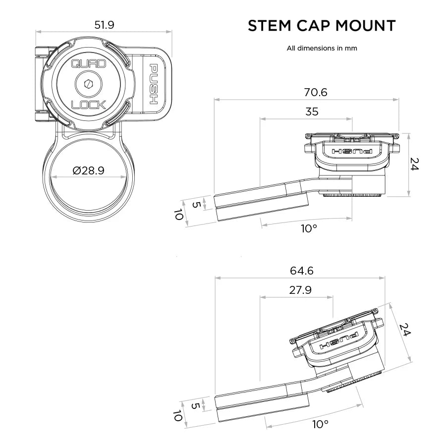 Quad Lock Bicycle - Stem Cap Mount - Specs