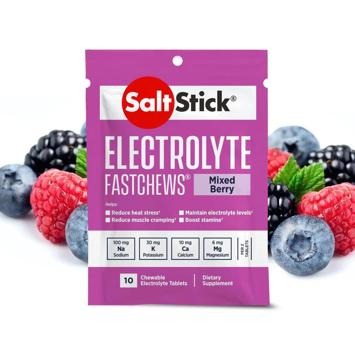 Saltstick FastChews - Pack of 10 Chewable Electrolytes - Mixed Berry