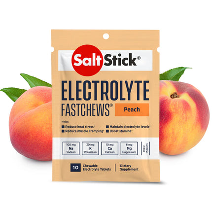 SaltStick FastChews - Pack of 10 Chewable Electrolytes - Peach