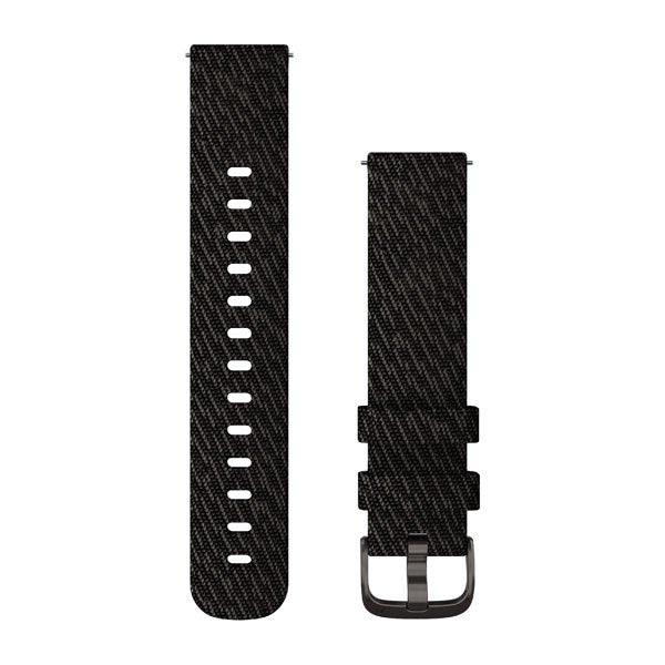 Garmin Quick Release 20mm – Black Pepper Woven Nylon with Slate Hardware