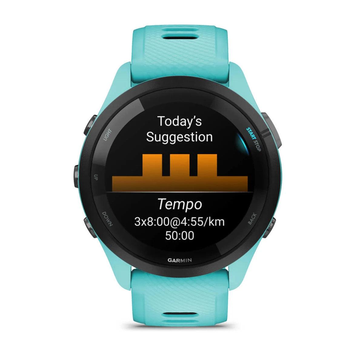 Garmin Forerunner 265 Multisport GPS Smartwatch – Black Bezel with Aqua Case