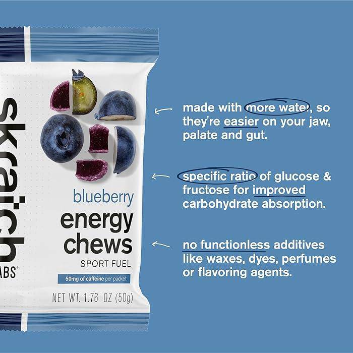 Skratch Labs Blueberry Energy Chews + Caffeine - Fitness New Zealand